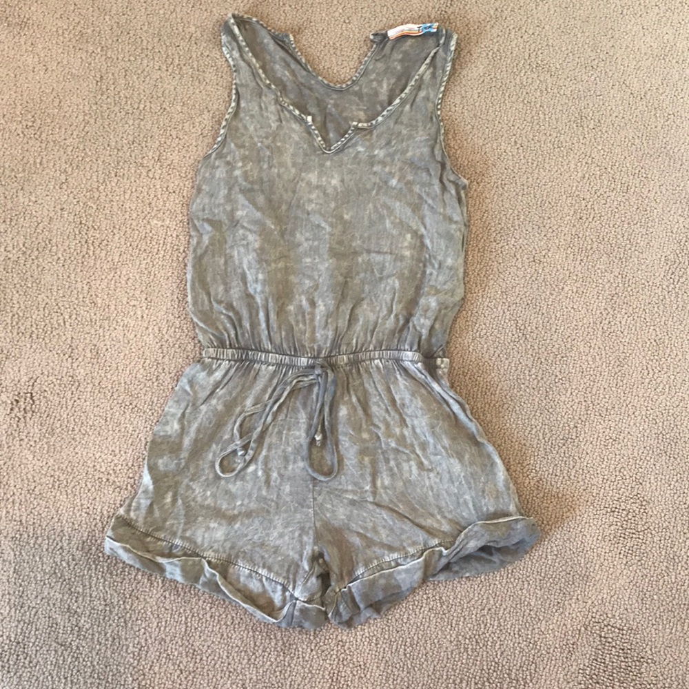 Vintage Havana Rayon acid washed shorts romper